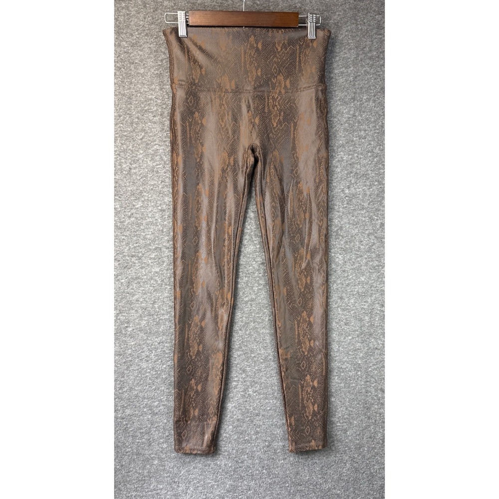 Spanx Faux Leather Snakeskin Print Leggings Office Siren Bronze High Rise 20265R